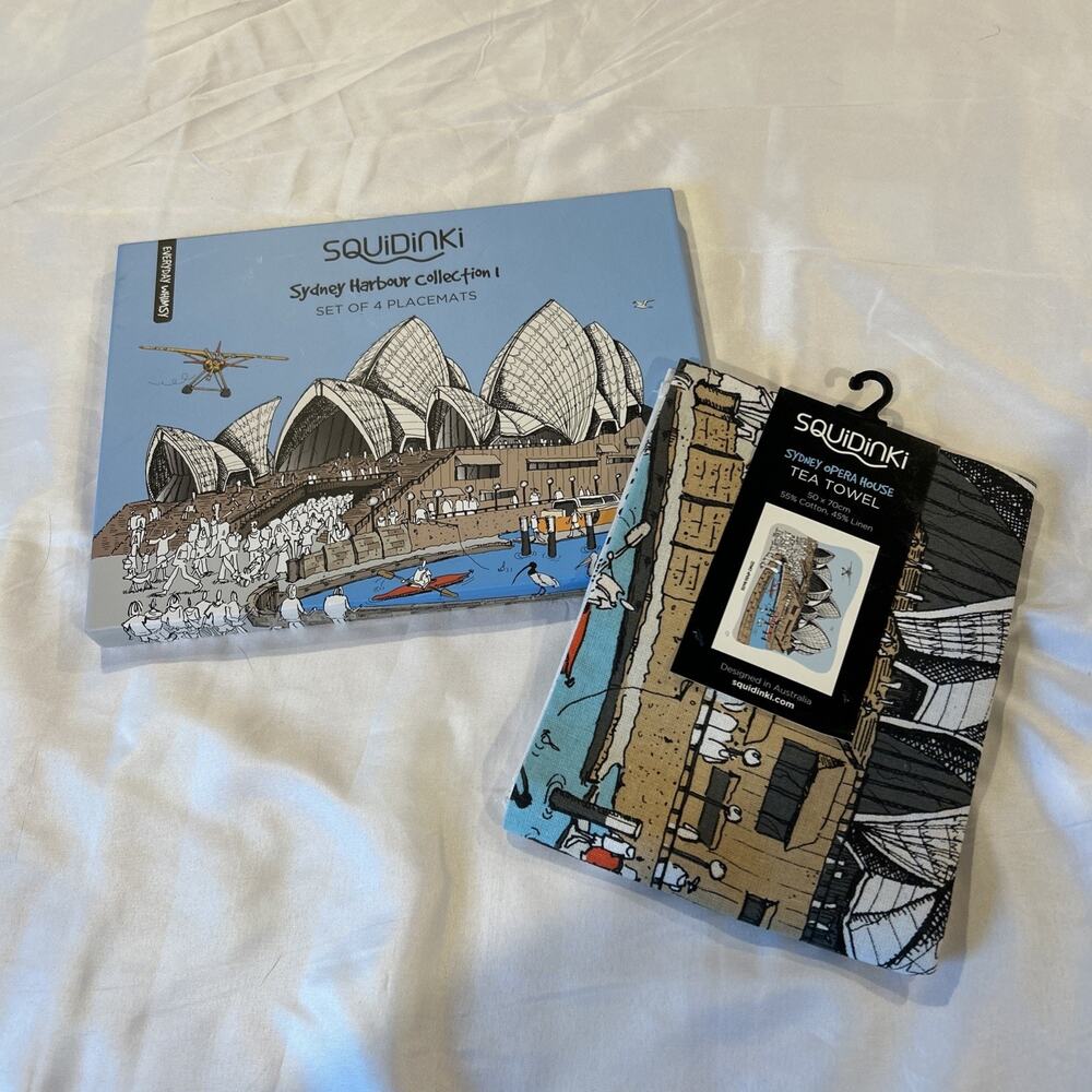 New Squidinki Placemats (4) Sydney Harbour Collection I & Tea Towel